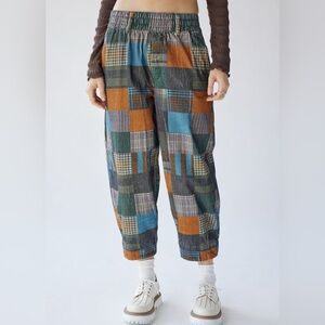 Women’s UO BDG Zaria Printed Corduroy Pull-On Pants, Size M, Color Grey Multi